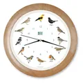 Produktbild: KOOKOO Singvögel Quarzwerk Holz, Die Singende Vogeluhr, runde Wanduhr mit natürlichen Vogelstimmen