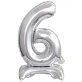 Produktbild: Stehballons * Gold + Silber * von Zahl 0 bis 9 als Deko für Geburtstag und Party | 38cm, für Luft | Zahlen Kindergeburtstag Partydeko Ballon Luftballon, Farbe: Silber, Größen Name: Zahl 6