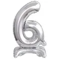 Produktbild: amscan® 9911729 Folienballon Mini Zahl 6 - 15 x 38 cm, mit Standfuß, silber