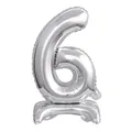 Produktbild: Folienballon mit Fuß 38cm silber Zahl 6 Geburtstag Tisch Party Dekoration Ziffer