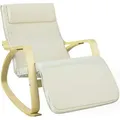 Produktbild: Sobuy Fst16-w Neu-schaukelstuhl 5-fach Verstellbares Fussteil Schwingsessel Relaxsessel Belastbarkeit 150kg Birkenholz Beige