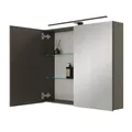 Produktbild: Planetmöbel ARIA Spiegelschrank Bad mit Beleuchtung 80 cm breit | Badschrank hängend mit Spiegel | Anthrazit, mit Leuchte und Steckdose, Spiegelschrank Gäste WC 80 x 70 x 16 cm