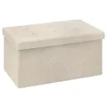 Produktbild: WOLTU Sitzhocker mit Stauraum Sitzbank Faltbar Truhen Aufbewahrungsbox, Deckel Abnehmbar, Gepolsterte Sitzfläche aus Leinen, 76x37,5x38 cm, Beige