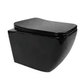 Produktbild: i-flair randlos Toilette Hänge WC CUBE SCHWARZ inkl.Sitz mit Absenkautomatik
