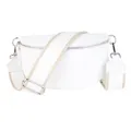 Produktbild: MIRROSI® Bauchtasche Damen, Echtleder, Made in Italy, Umhängetasche, Brusttasche, Crossbody Bag (1 Tasche & 2 Gurte) (Weiß (Uni), Kleine Tasche (22x13x6cm))