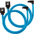 Produktbild: Corsair Premium Sleeved SATA 3 Kabel gewinkelt / gerade (6Gbps, 60 cm 90°) Blau