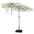 Produktbild: Sekey 220×400 cm Doppelsonnenschirm mit Kurbel & Sonnenschirm-Ständer | XXL Garten-Sonnenschirm für Terrasse, Balkon, Strand – Windfest, UV 50+, inkl. 50kg Sandsack-Basis