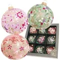 Produktbild: Krebs Glas Lauscha Weihnachtskugeln Blumen 9-tlg. 8cm