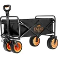 Produktbild: FALKO GO Elektrischer Bollerwagen faltbar, breite Reifen auf allen Untergründen, Handwagen mit Motor, Gartenwagen Strandwagen für Ausflüge - Schwarz
