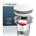 Produktbild: Kirchhoff Universal Waschbecken Ablaufgarnitur, Pop Up Waschbeckenstöpsel, Ablaufventil mit Überlauf, Abfluss Stöpsel für Badezimmer Waschbecken & Waschtisch, 98807410, Weiß/Chrom