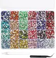 Produktbild: 24000Pcs Strasssteine für Nägel, BetterJonny Hitzefix Strasssteine zum Basteln 3mm Nail Art Strasssteine Flatback Edelsteine Runde mit Pinzette und Punktierung Stift für DIY Handwerk Nägel Kleidung,E