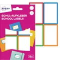 Produktbild: AVERY Zweckform SCHOOL8C Namensaufkleber Schule Kinder 8 Stück (44x64mm, Papier, selbstklebende Heftaufkleber, beschriftbare Namensetiketten, Buchetiketten für Schule, Kindergarten) bunt