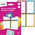 Produktbild: AVERY Buchetiketten Papier 44 x 64 mm farbige Rahmen 8 Etiketten auf 2 Bögen