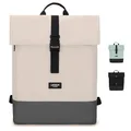 Produktbild: LARKSON Rucksack Damen & Herren Sand Grau - Tammo - Rolltop Daypack für Arbeit Uni Fahrrad - Backpack mit 16 Zoll Laptop Fach - Rückenpolsterung & Wasserabweisend