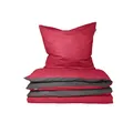 Produktbild: Schiesser Bettwäscheset Doubleface | 2-teilig | Zweifarbig | Feinbiber | 100% Baumwolle | Oeko-Tex Zertifiziert | Reißverschluss | 155x220cm + 80x80cm | Rot-Dunkelgrau
