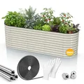Produktbild: HOFGARTEN® Metall Hochbeet für den Garten 260x80x78 cm | 100% rostfrei & formstabil | Premium Alu-Zink-Mg Stahl | Modell QuickGrow XL (Cremeweiß)