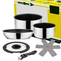 Produktbild: BRUNNER: Camping Topf-Set Edelstahl (Kochtöpfe, Bratpfanne & Griff) ø 20 cm - ACADEMY MINI 5+1 Teilig - Elektro-Herd, Gaskocher, Induktion & Keramikkochfeld - Für 1-2 Personen