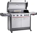 Produktbild: HAMSON Byron 5T+ | Hochwertiger Gasgrill aus Edelstahl | 5 Edelstahlbrenner, 1 i-Burner, 1 Seitenbrenner | Silber
