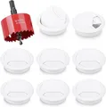 Produktbild: 8 Stück Schreibtisch Kabeldurchführung mit Lochsäge 60mm Kabeldurchlass Weiß