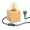 Produktbild: ledscom.de Tischlampe HITO, Holz massiv, eckig, inkl. E27 Lampe 471lm Gold Retro extra-warmweiß
