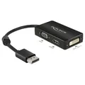 Produktbild: Delock Adapter Displayport 1.1 Stecker > VGA / HDMI / DVI Buchse [schwarz, Passiv] 62656