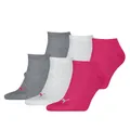 Produktbild: PUMA Unisex Invisible Sneaker Socken 6er Pack, Größe:35-38, Farbe:middle grey melange/pink