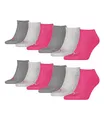 Produktbild: PUMA 12 Paar Sneaker Invisible Socken Gr. 35-49 Unisex für Damen Herren Füßlinge, Farbe:656 - middle grey mélange/pink, Socken & Strümpfe:35-38