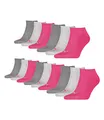 Produktbild: PUMA unisex Sneaker Socken Kurzsocken Sportsocken 261080001 15 Paar, Farbe:Mehrfarbig, Menge:15 Paar (5 x 3er Pack), Größe:35-38, Artikel:-656 middle grey melange/pink