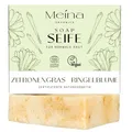 Produktbild: Meina Bio Seife, Naturseife mit Zitronengras, Kurkuma und Ringelblume, 100% Natürlich, Ohne Palmöl, Zertifizierte Naturkosmetik, Vegan, Handgemacht, Wie ein festes Duschgel, 100g