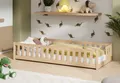 Produktbild: Kids Collective Kinderbett Bodenbett mit Rausfallschutz & Lattenrost Montessori Betten Kinder, Jugendbett Einzelbett Kiefer Natur 80x160 cm