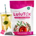 Produktbild: LULUTOX Detox Tee zum Abnehmen – Natürliche Kräutermischung mit Löwenzahn, Ginseng & Ingwer – Unterstützt Abnehmziele, Verdauung, Blähungen & Wohlbefinden in den Wechseljahren – Vegan (28 Teebeutel)