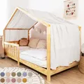 Produktbild: lilimaus Hausbett Himmel [in 12 Farben] Betthimmel Hausbett aus 100% Baumwolle Musselin - Stoffhimmel für Hausbett Deko Mädchen & Jungen - Himmel für Hausbett Kinder - Bett Vorhang Kinderbett