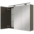 Produktbild: Planetmöbel Badezimmerspiegelschrank Spiegelschrank ARIA (Spiegelschrank Bad mit Beleuchtung und Steckdose, Badschrank mit Spiegel hängend) schwarz 90 cm