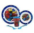 Produktbild: Tinisu Kindergeschirr-Set Spiderman Plastik Geschirr Set 5-Teile Kunststoffset für Kinder, Kunststoff