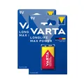 Produktbild: 2x VARTA 9V Block LONGLIFE Max Power Alkaline Batterie 6LR61 MN1604