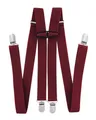Produktbild: axy Hosenträger für Herren breit 2,5 cm in H-Form mit 4 Hosenträger Clips extra stark längenverstellbar (Weinrot)