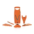 Produktbild: Börner V5 PowerLine Plus Set Gemüsehobel, Obst- & Gemüseschneider mit Fruchthalter, Scheibeneinschub, Sparschäler, 10 Schnittarten, 6 tlg. Set, Orange