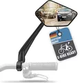 Produktbild: Fahrradspiegel für E-Bike rechts - 360° Fahrrad Rückspiegel mit extra großer Echtglas Spiegelfläche - Fahrrad Spiegel klappbar für Lenker, schwarz