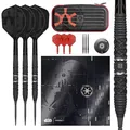Produktbild: Target Darts Star Wars Darth Vader Steeldarts aus 95% Tungsten, 22 g, mit schwarzen Swiss Storm Points, roten und schwarzen K-Flex-Flights und -Schäften, Swiss-Tool und Takoma-Etui.