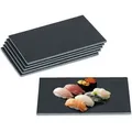 Produktbild: Relaxdays Schieferplatte 6er Set, Servierplatte rechteckig, 26 x 16 cm, zum Servieren von Käse, Sushi, Desserts, schwarz