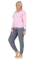 Produktbild: Normann Damen Frottee Langarm Schlafanzug Pyjama mit Bündchen - auch in Übergröße, Farbe:pink, Größe:44-46