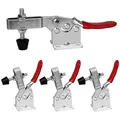Produktbild: Favengo 4 Stück Kniehebelspanner Schnellspanner GH-201B 90Kg/198Lbs Fassungsvermögen Horizontal Toggle Clamp Haltekraft Waagrechtspanner Anti-Rutsch Knebelklemme Handwerkzeuge für Schweißen