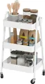Produktbild: Servierwagen mit 3 Ebenen Küchenwagen mit Rollen Griff Rollwagen mit Bremse für Küche Büro Badezimmer, Weiß