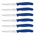 Produktbild: Victorinox Swiss Classic Profi Steak- und Pizzamesser-Set, 6-teilig, Tafelmesser, Wellenschliff, Scharfe Klingen, 11 cm, Robuste Kunststoffgriffe, Blau