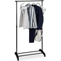 Produktbild: Fahrbarer Kleiderständer, stabile Rollgarderobe mit Ablage, Eisen, höhenverstellbar 102,5 - 180,5 cm, schwarz - Relaxdays