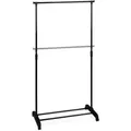 Produktbild: Relaxdays Fahrbarer Kleiderständer, stabile Rollgarderobe mit Ablage, Eisen, höhenverstellbar 102,5 - 180,5 cm, schwarz