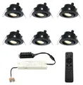 Produktbild: hoftronic LED Mini Einbaustrahler 3W 200lm 2700K IP44 Schwarz 6er Set