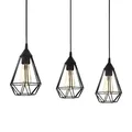 Produktbild: Pendelleuchte Tarbes Vintage in schwarz Hängelampe Esszimmer 3-flammig im Ret...