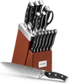 Produktbild: Messerblock mit Selbstschärfender Messer, 14-teiliges Edelstahl Messerset, Profi Küchenmesser Set, Ergonomischer Griff