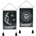 Produktbild: 2er Set Mond und Sonne Wandbehang mit Quasten Gothic Skeleton Kleine Wandtepp...